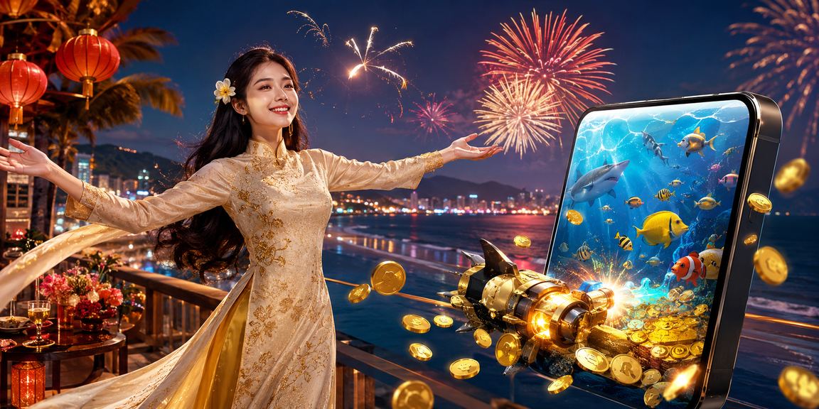Cảnh casino di động tại Đà Nẵng trong áo dài truyền thống